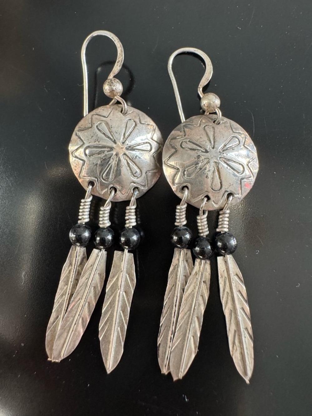 Sterling Silver Feather Dangle Earrings